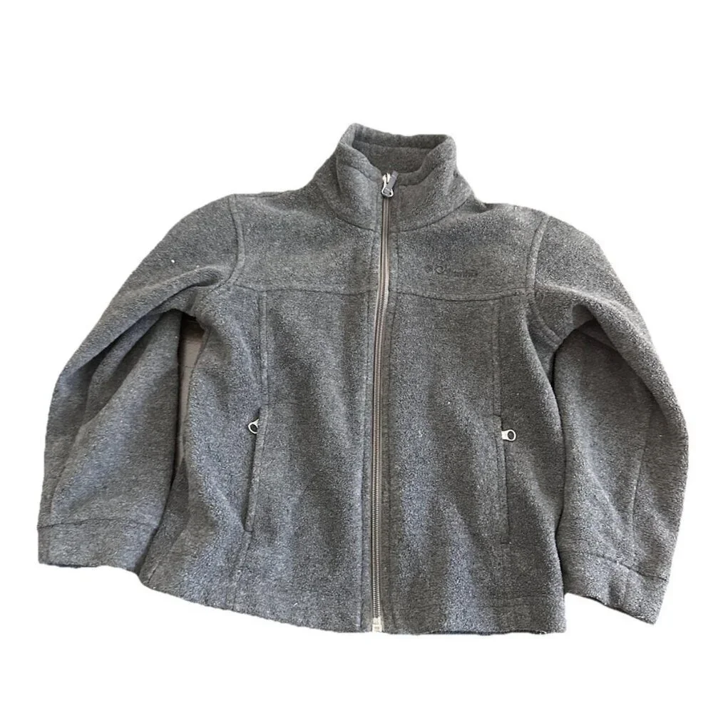 Columbia Jacket Kids 4/5 Gray Fleece Full Zip Preppy Casual Hiking